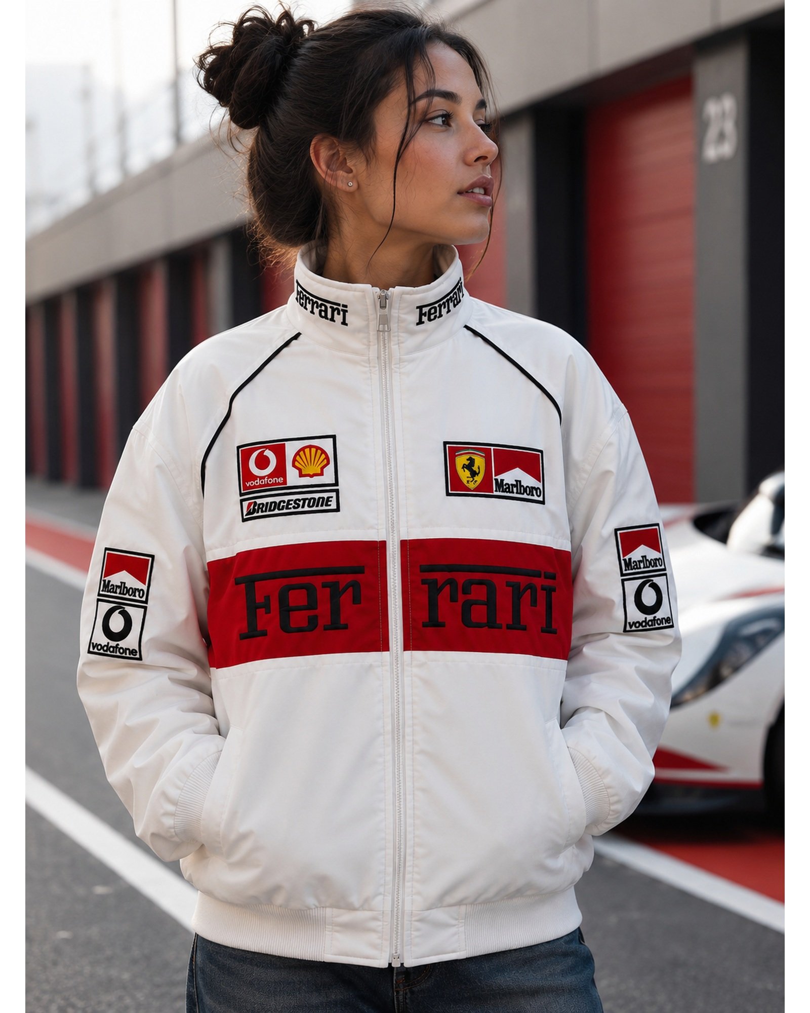 Heritage White and Red Racing Jacket